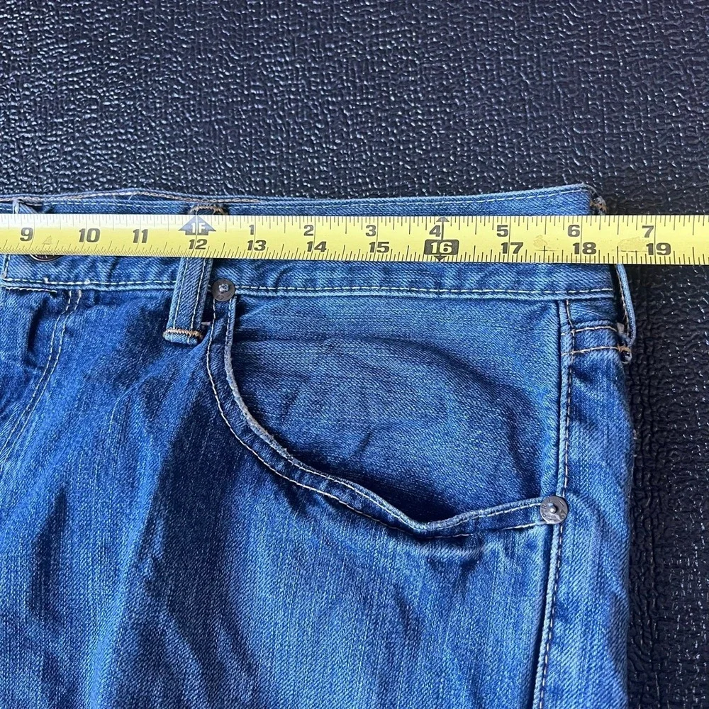 VTG Y2K Polo Ralph Lauren Mens Jeans Straight Leg 35x32 Preppy Leather Patch 90s